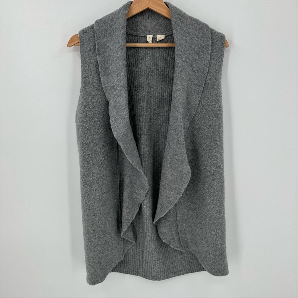 Anthropologie Moth Wool Blend Gray Sweater Vest Open Front Womens Size Small